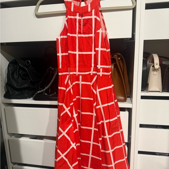 Smak Parlour Chic Backless Red and White Grid Dress - Picture 2 of 4